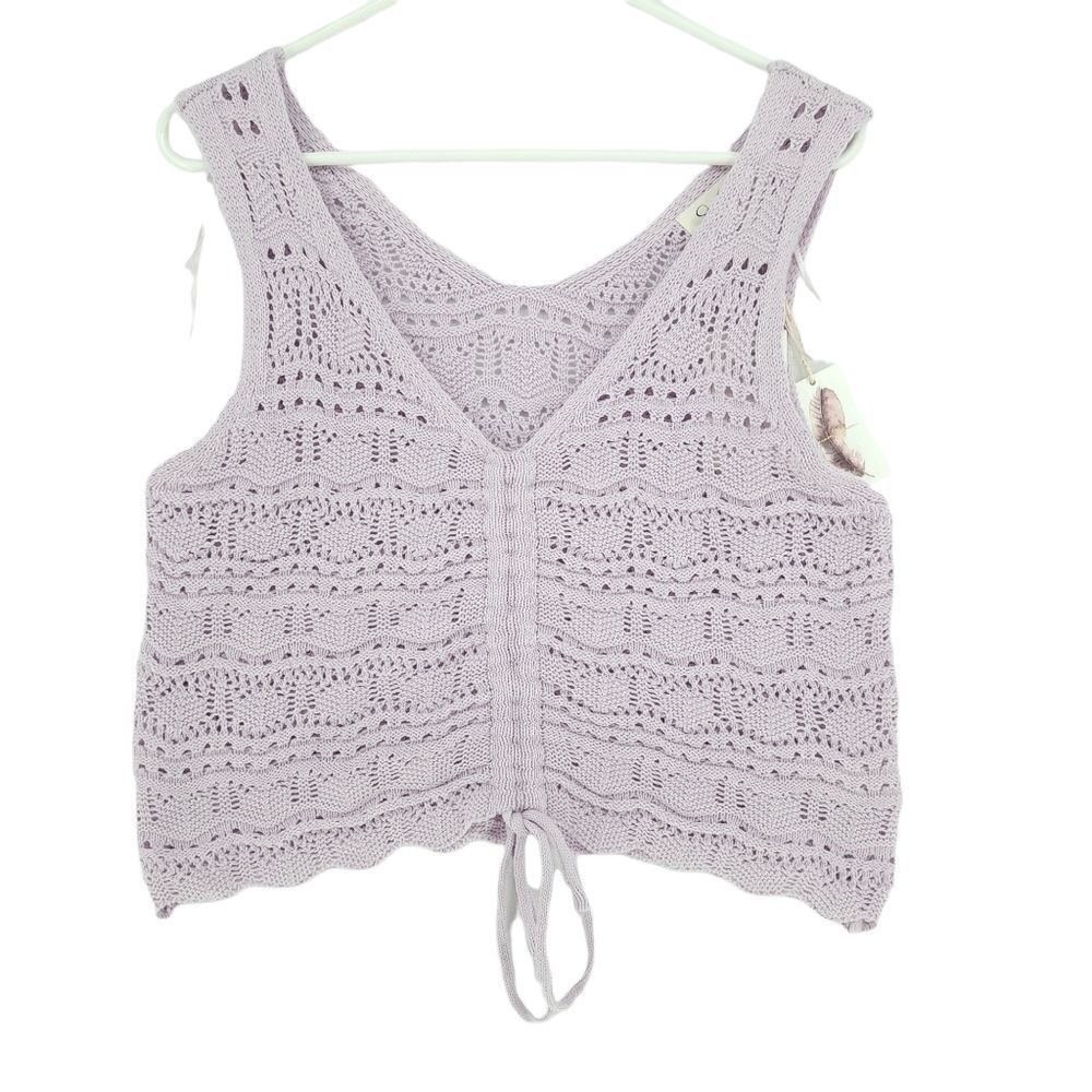 NWT Large Jessica Simpson Crotchet Drawstring Crop Top